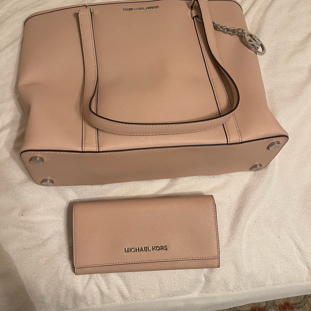 Michael Kors Shoulder Purse and Matching Wallet
